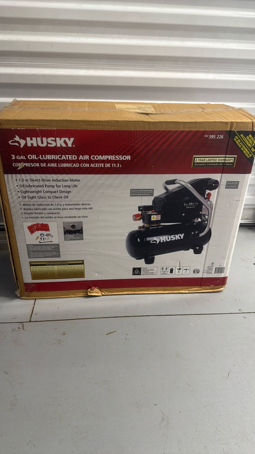 3 gal oil-lubricated Husky air compressor