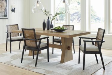 dining room—an extra-thick tabletop spotlights the