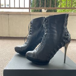 $289 Mea Shadow Famina Black Lace-up Women’s Leather Booties, Boots - Size 7.5