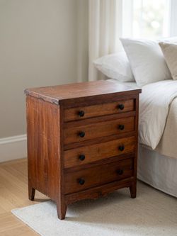 Small Antique 4-Drawer Wood Chest