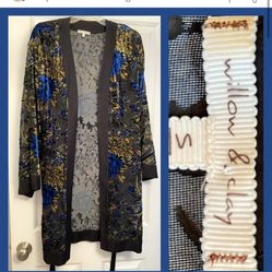 Beautiful Willow and clay bohemian velvet floral sheer robe kimono in size s/m