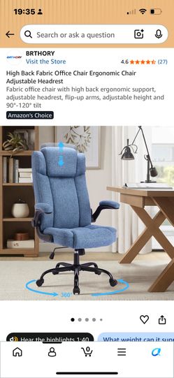BRTHORY Ergonomic High Back Office Chair – Blue Fabric