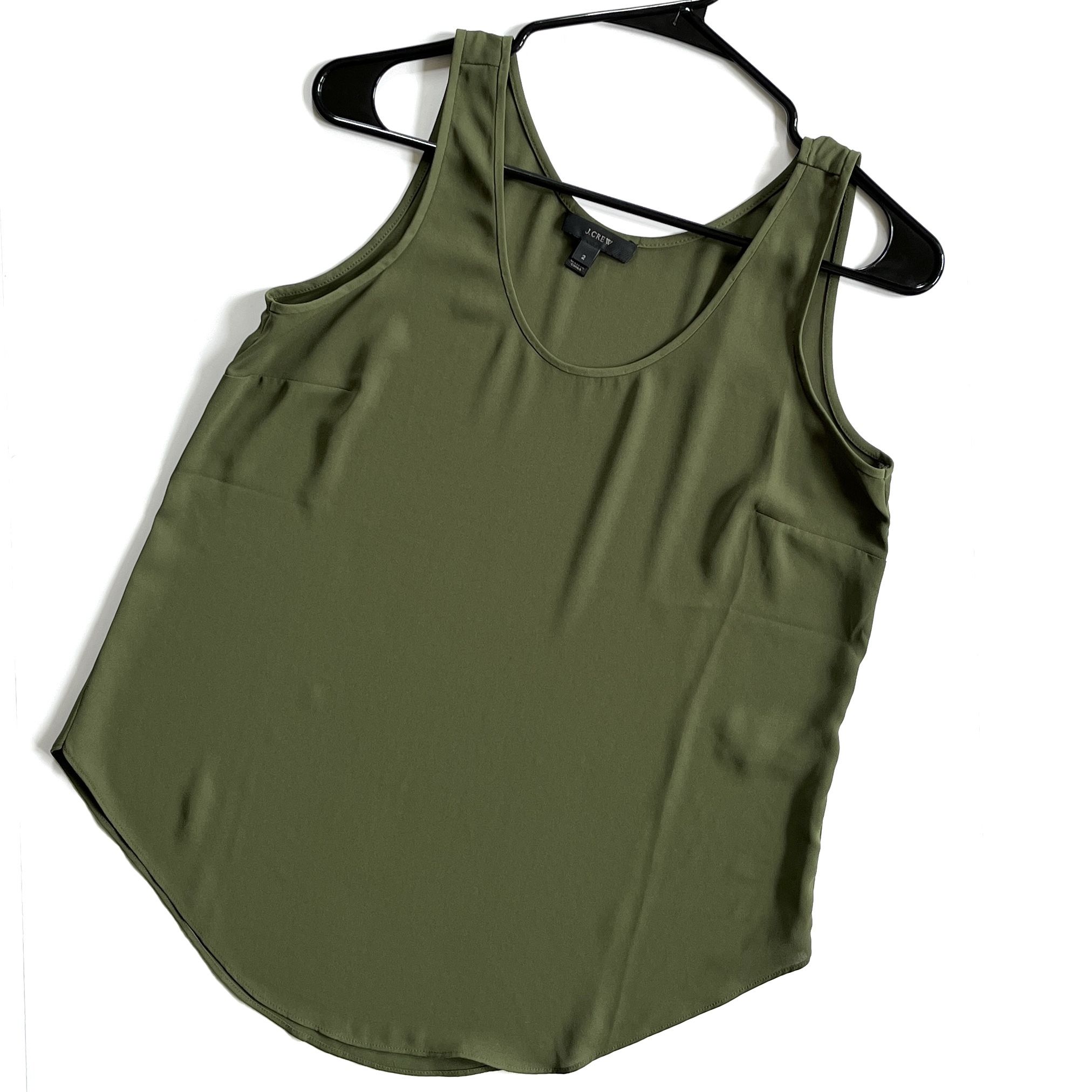 NWOT J.Crew Women’s Essential Classic Drapey Blouse Tank Top in Army Green (2)