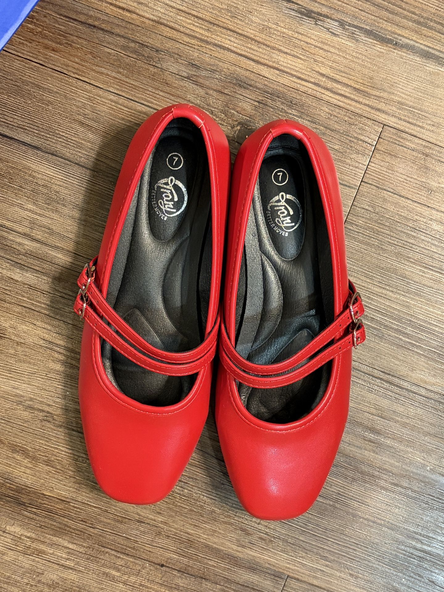 Red Flats / Mary Jane Shoes Size 7 7.5
