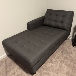 Gray Left Arm Upholstered Fabric Chaise