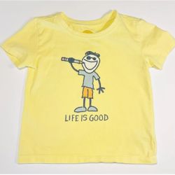 Life Is Good Boys 3T Yellow Happy Pencil Short Sleeve T Shirt, SMOKE FREE!