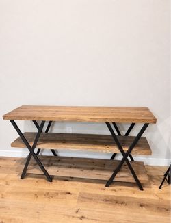 Industrial Wood and Metal Console Table