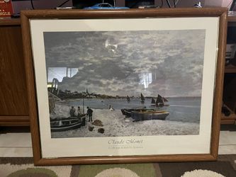 Claude Monet Painting With Wood Frame