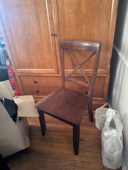 Free solid wood dining table and 6 chairs