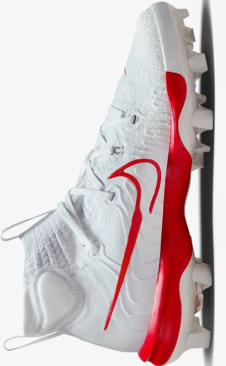 Brand New Nike Alpha Huarache NXT White Red MCS Baseball Cleats Sizes 7, 8.5, 9, 10.5, 11, 11.5, 12.5, 13