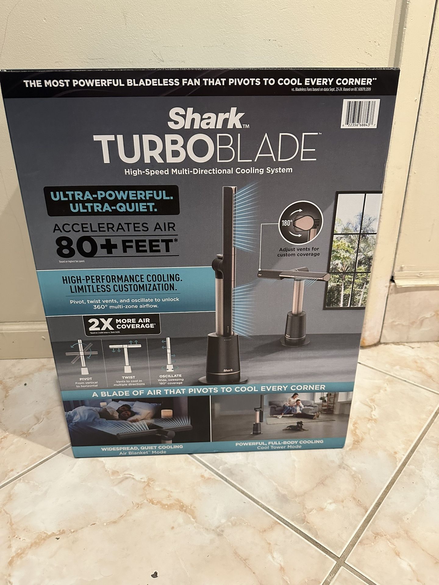 Shark TurboBlade Ultra-Powerful Bladeless Tower Fan, High-Performance Cooling Upto 80ft TF202S