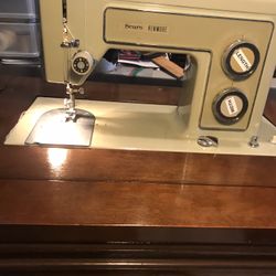 Vintage Sears Kenmore Sewing Machine In Cabinet