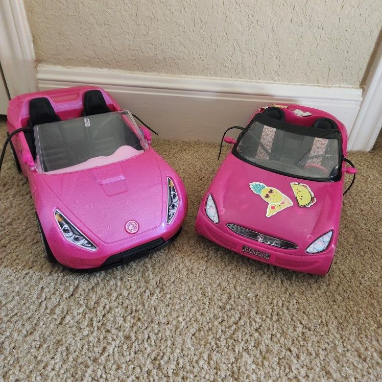 2 Pink BARBIE doll Cars
