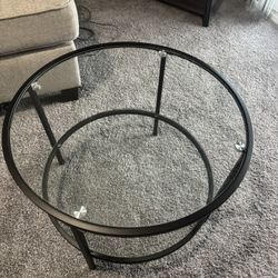 Round Double Tier Glass Table 