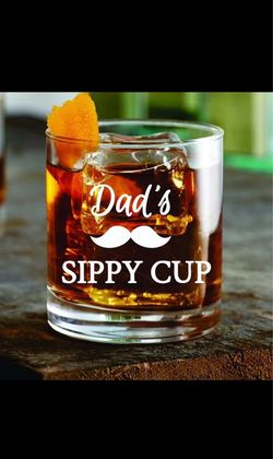 Dads sippy cup etched glass cups.