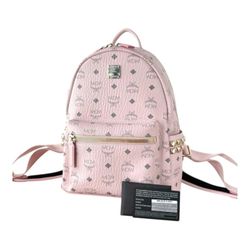 Small Pink Studded Leather Backpack Mini Bag