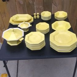 Yellow Octagon Dishes, Service for 8