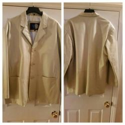 Men's Bone Colored Leather Blazer