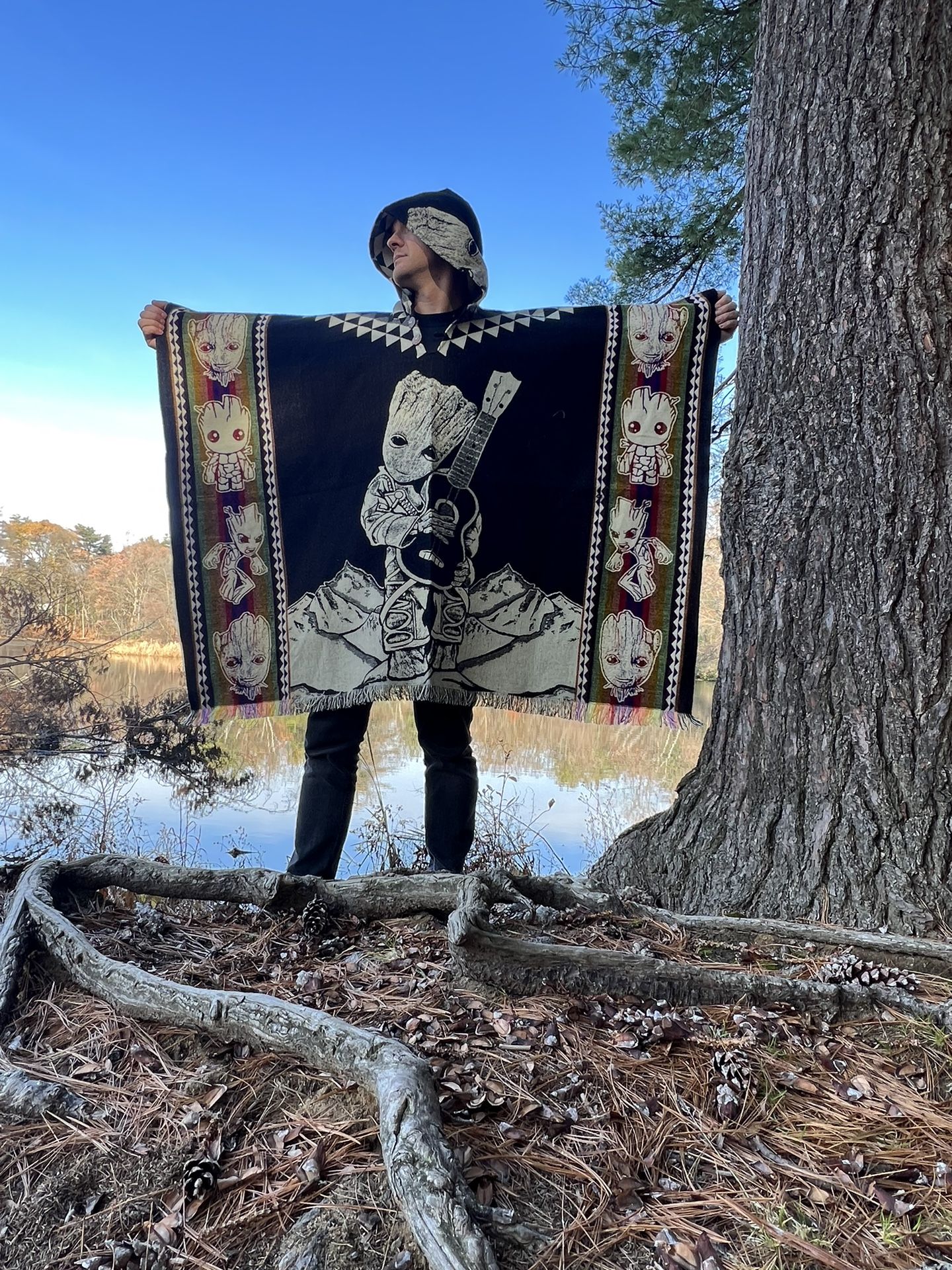 Alpaca Wool Poncho Groot