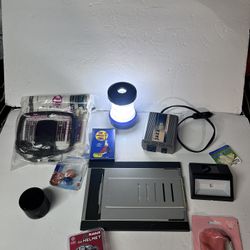 The image shows a varied collection of items 