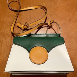 Handbag Leather Green/Cream