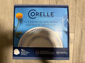 Corelle Classics Vitrelle Extra Strength Glass 16 Pc Oceans Blue Dinnerware