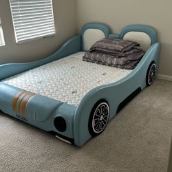 Cool Blue Race Car Bed - Queen Size (Kids/Teens Bedroom)