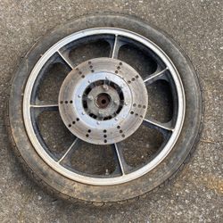 Vintage aluminum Kawasaki, rim, and brake rotor S – 1027 made in Japan 19 x 1.85.