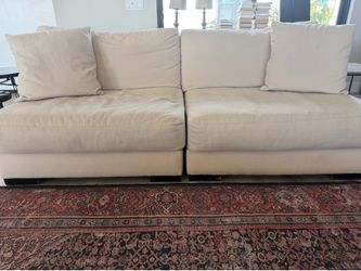 4-Piece Modular Cream Linen Sofa – Rearrangeable Sectional
