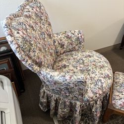 ADORABLE ANTIQUE BEDROOM CHAIR and MATCHING FOOTSTOOL 
