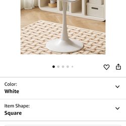 White Square Tulip Table for 2 Person, 24 Inch Small Dining Table with Pedestal Base for Two, Mid Century Modern Tulip Tables for Kitchen, Living Room