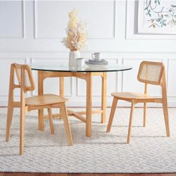 Brand NEW SAFAVIEH Home Collection Luz Coastal Natural Cane Rattan Dining Chair Set of 2