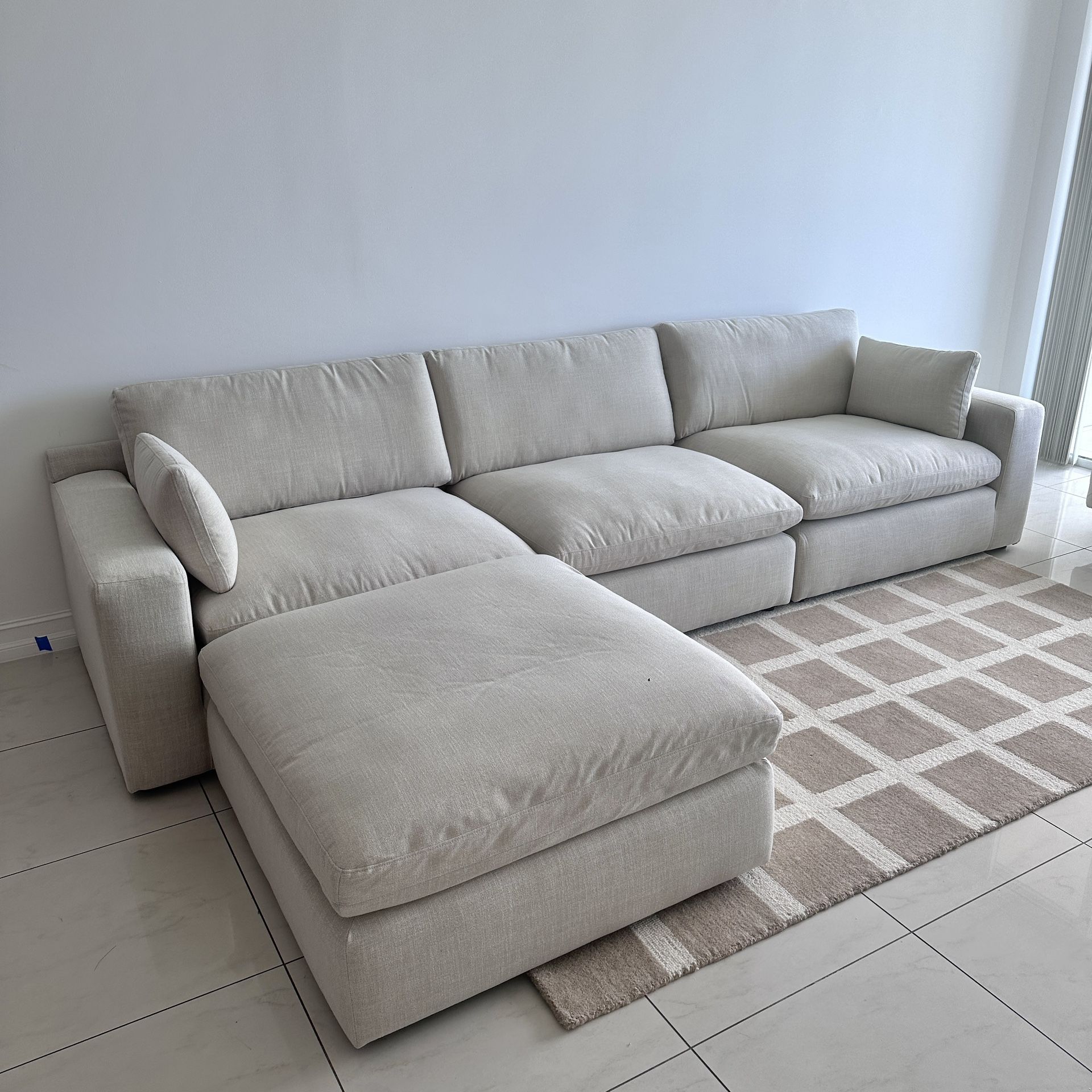 Beige Linen Cloud Couch Sectional (NEW) 