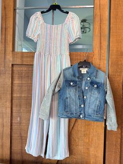 Jumper Outfit with Blue Jean Jacket Girls Size 6