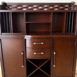 Wood Home Bar Cabinet-Wine Rack with Glass storage