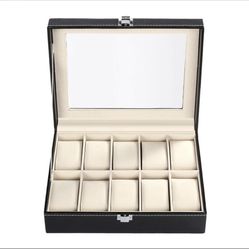 Watch Storage Box Fine Glass Composite Board Artificial Leather 