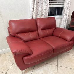Red Leather Couch Set