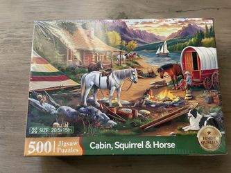 Puzzle 500 Puzzles Cabin, Squirrel & Horse 
