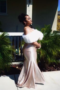 Sparkly Champagne Corset Appliqués Prom Dress