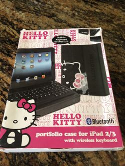 Hello kitty porfolio case for ipad 2/3 with wireless keyboard