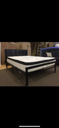 Full bed frame with pillow top mattress