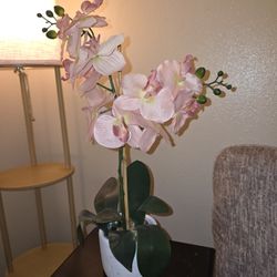 Pretty Silk Orchid In Ceramic Pot