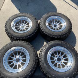 17" LOCK BAJA rims w- 33" used BFGoodrich T/A KO2 tires. $925