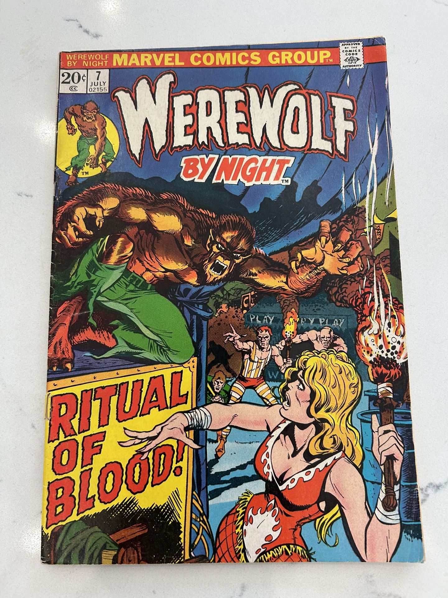 Werewolf By Night #7 Ritual of Blood! Mike Ploog Cover Art! Marvel 1973. Cover detached. GD/VG 3.0  