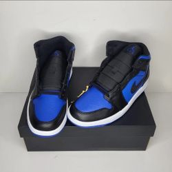 AIR JORDAN 1 MID BLACK/ROYAL BLUE BLACK-WHITE