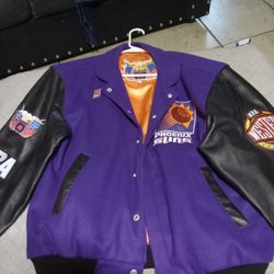 Like New Lot 2709 Jeff Hamilton  NBA PHOENIX SUN JACKET SIZE S WOOL IS LEATHER