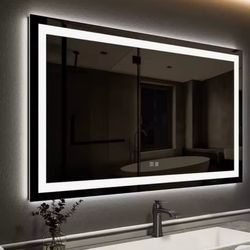 59x36 MIRROR Touch Button Bathroom Mirror 59 x 36 Switchable Color LED with Defogger