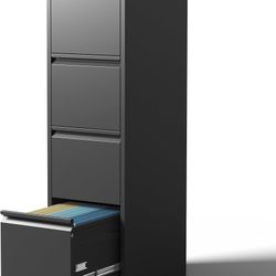 4 Drawer File Cabinet with Lock, Steel Vertical Filing Cabinets for Home Office, Metal Storage Cabinet for Hanging Legal/Letter Size Files, Assembly R