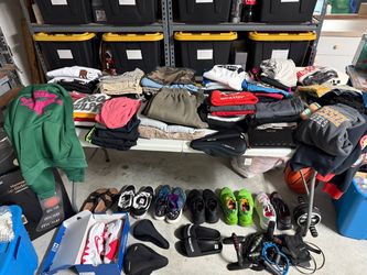 Clothes, Hoodies, Shorts, Shirts, Shoes, Caps, Pants, Sweatpants, Beanies For Young Men Size M, L, XL, Different Prices, Some New, Some used, Christma