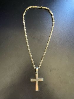 GLD 6mm Rope Chain 22”, &  2.6” x 1.9” Cross Pendant